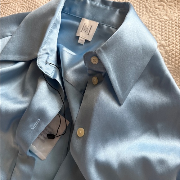 HELSA silk charmeuse shirt in sky blue size XXS BNWT - Picture 5 of 5